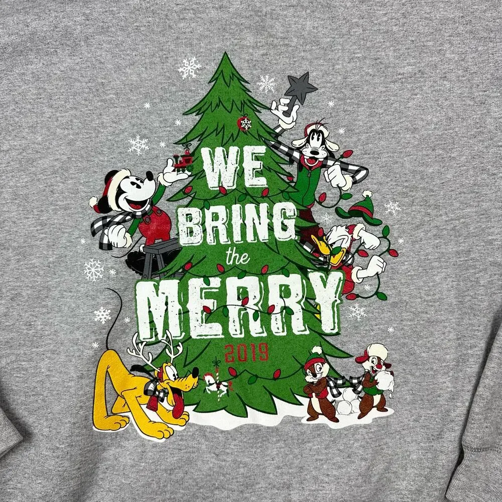 Disney Parks Zip Hoodie Unisex Medium Grey Excellent‎ 2019 Christmas Disneyland